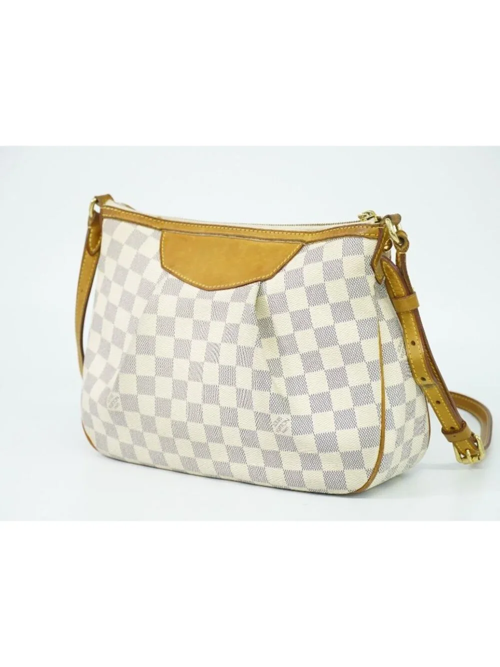 Louis Vuitton LV Siracusa PM Damier Azur Shoulder Bag Pochette White Gray